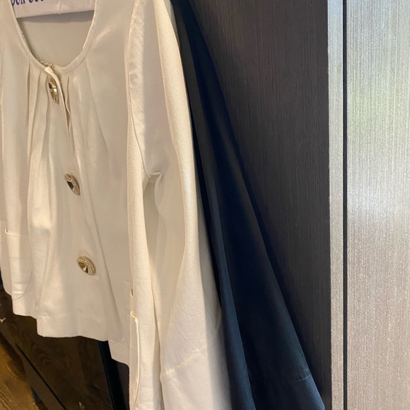 Vintage Shin Choi Swing Jacket Short Size Small White 3/4 sleeve Gold Button - Picture 9 of 10